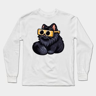 Total Solar Eclipse 2024 , Black Cat Wearing Solar Eclipse Glasses Long Sleeve T-Shirt